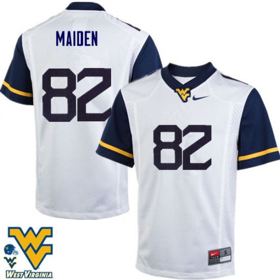 Men's West Virginia Mountaineers NCAA #82 Dominique Maiden White Authentic Nike Stitched College Football Jersey RU15S32VN